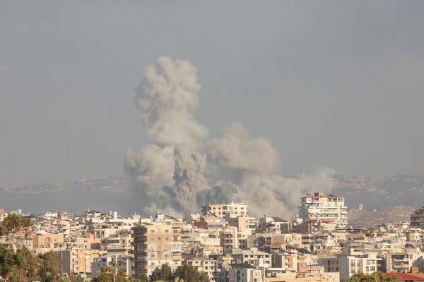 Smoke rises over homes in southern Lebanon.