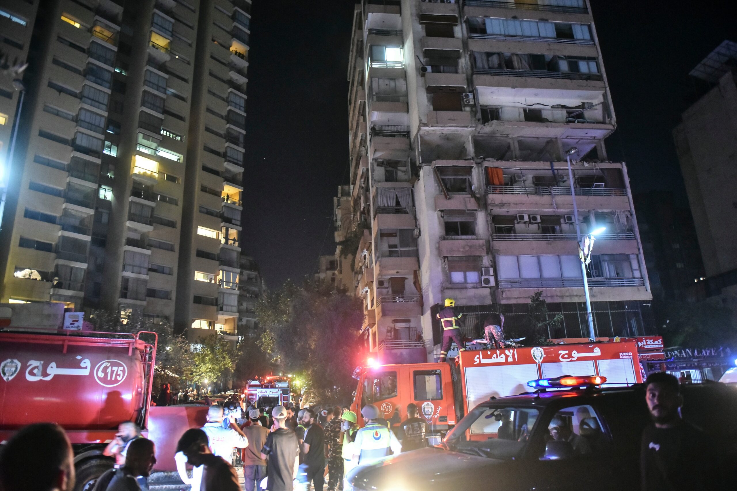 A Strike in Central Beirut Damages a Building