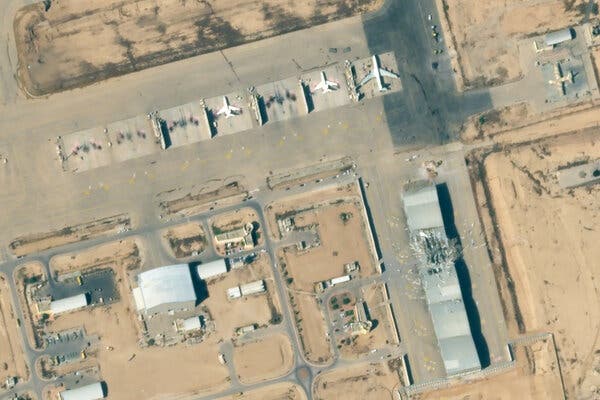 A satellite image of an air base in the Israeli desert. 