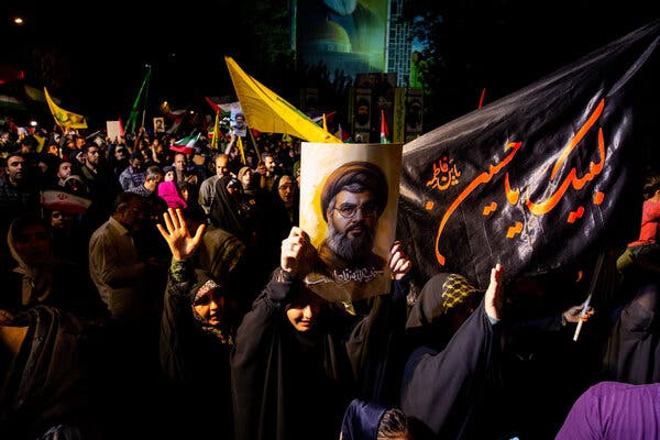 People with flags and placards.