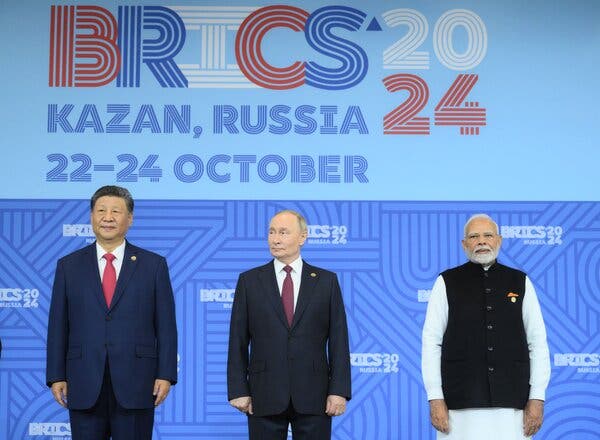 Chinese President Xi Jinping, Russian President Vladimir Putin and Indian Prime Minister Narendra Modi