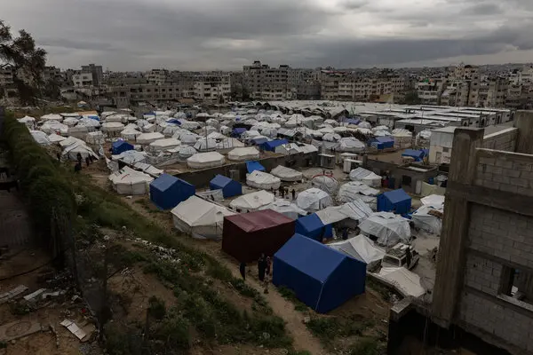 Aerial view of the tent camp.