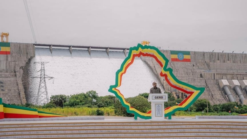 Ethiopian Prime Minister at the inauguration of the GERD hydroelectric power plant
