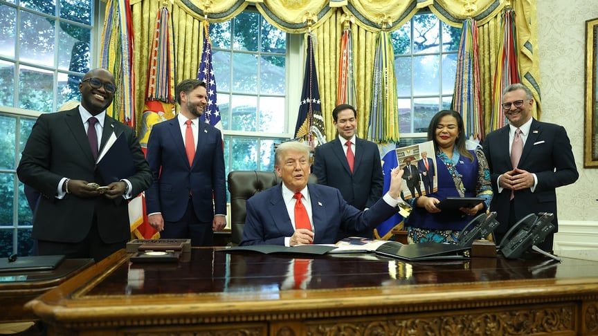 In Washington, the foreign ministers of Rwanda and the Democratic Republic of Congo signed a peace agreement brokered by the United States and Qatar. US President Donald Trump during a meeting with Rwandan Foreign Minister Olivier Nduhungirehe and Democratic Republic of Congo Foreign Minister Theresa Kayikwamba Wagner