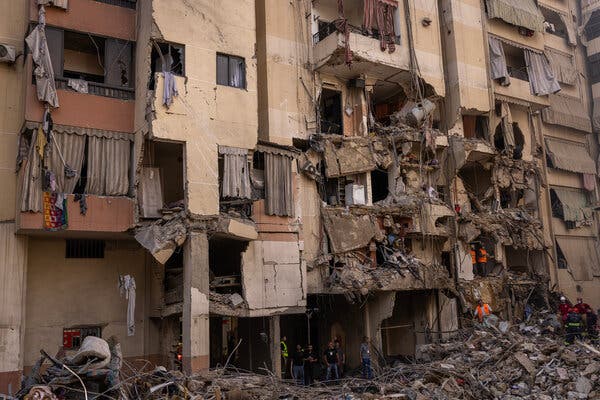 A view of a damaged building.